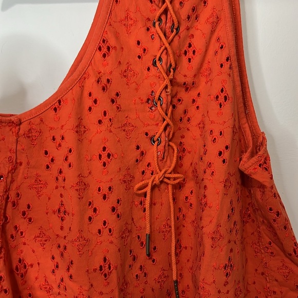 Free People Dream Date Eyelet Tank Embroidered Sleeveless Drawstring - Picture 5 of 9